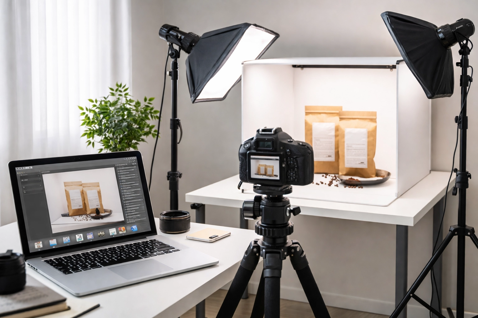 Professional product photography setup showcasing high-quality images for visual search optimization