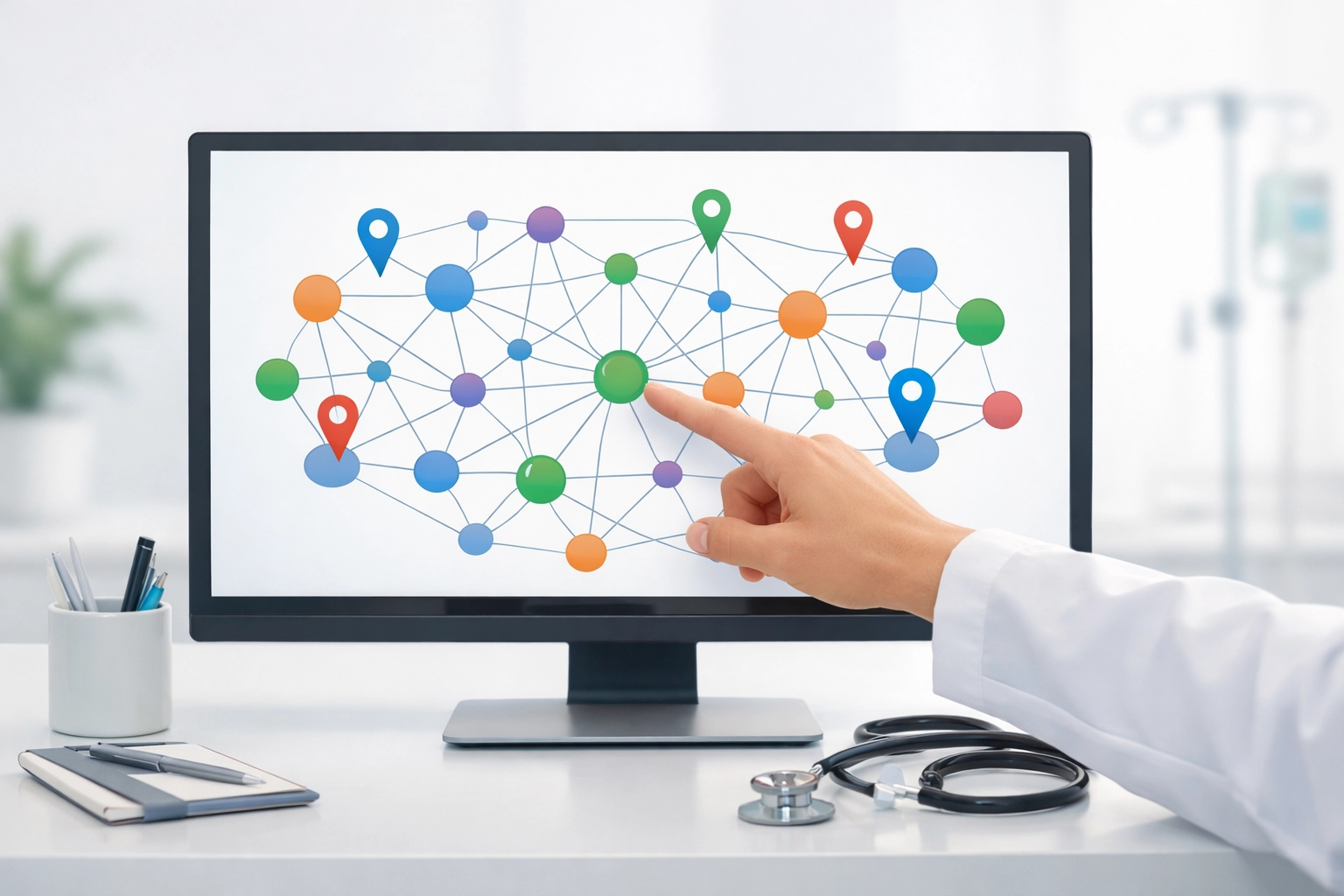 Digital entity network map for a medical clinic showing linked business identity signals.