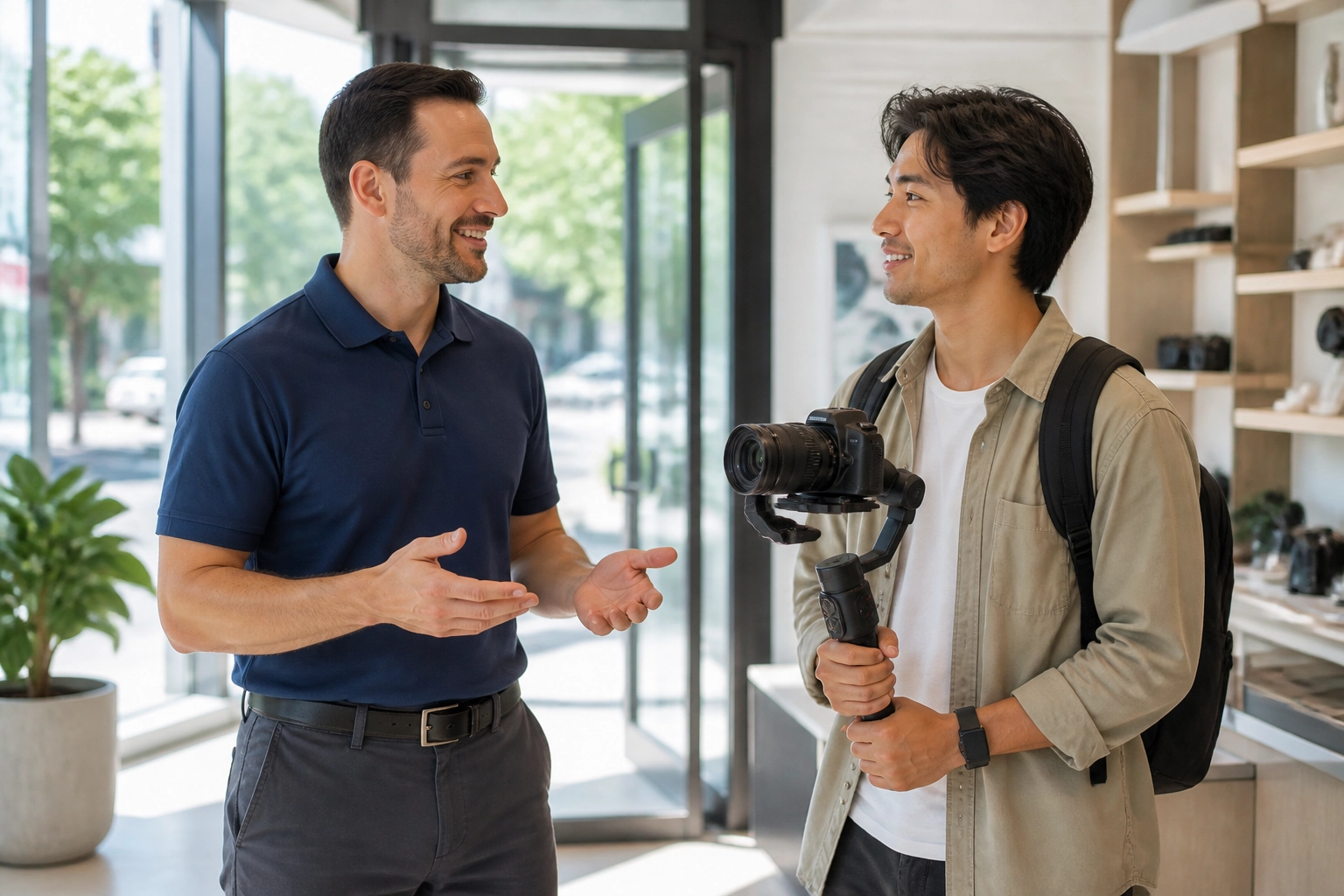 A local service professional talking to a content creator