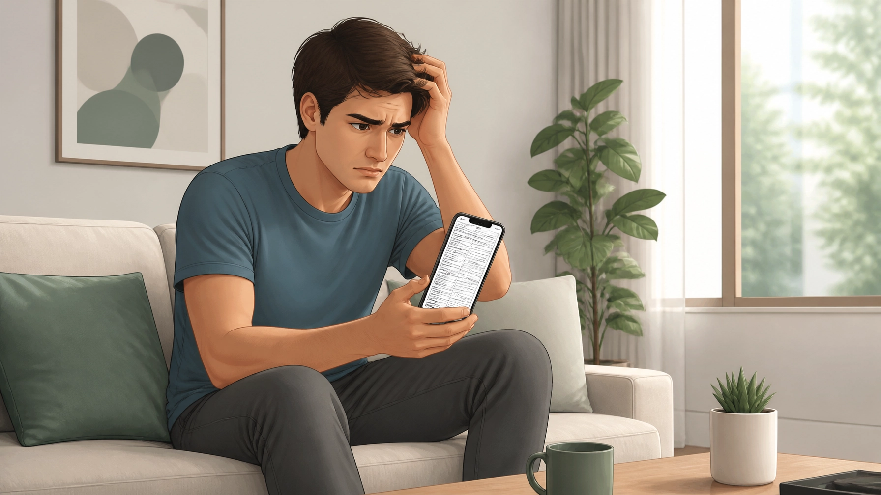 A person frustrated with a complex mobile form, illustrating digital friction