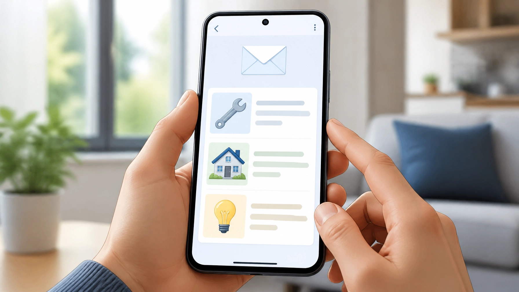 Hand holding smartphone displaying email and service icons for customer retention strategy.