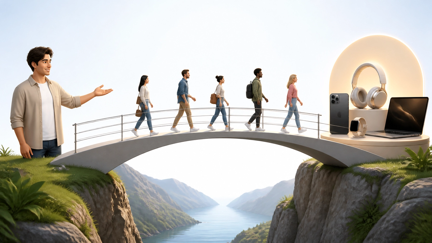 A stylized bridge representing the transfer of trust from a creator to a brand.