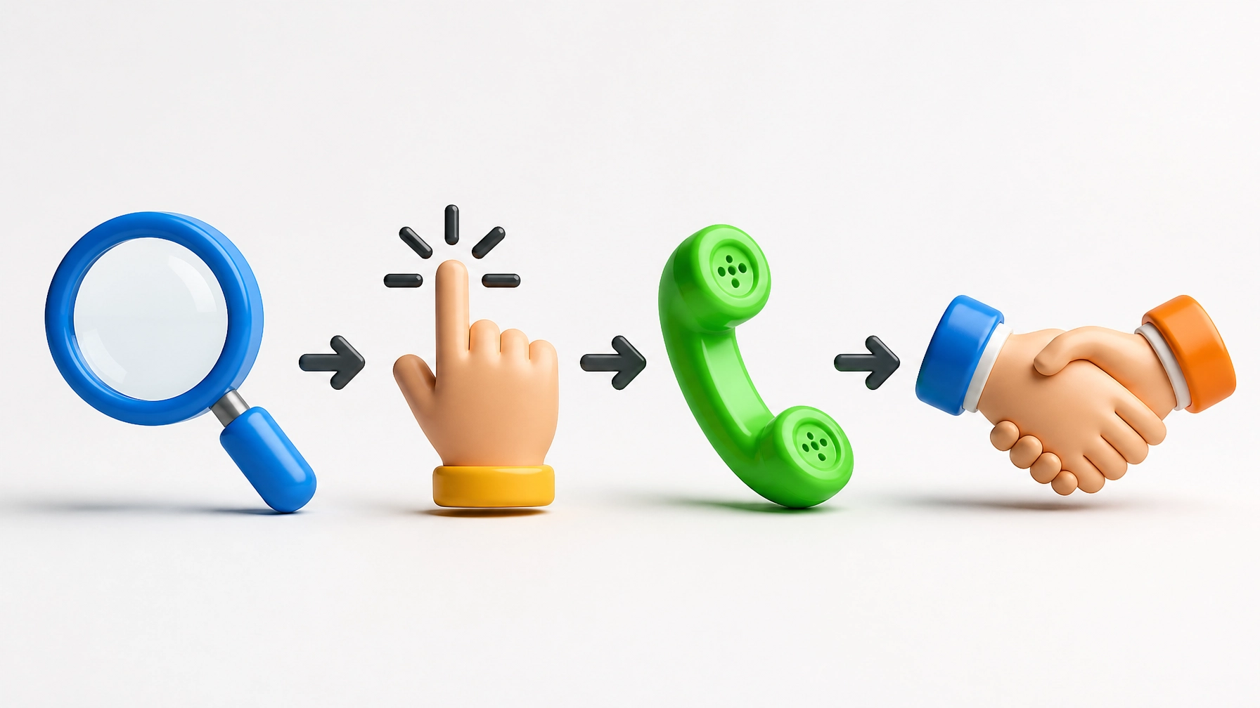 Conceptual visualization of a conversion path with clean icons