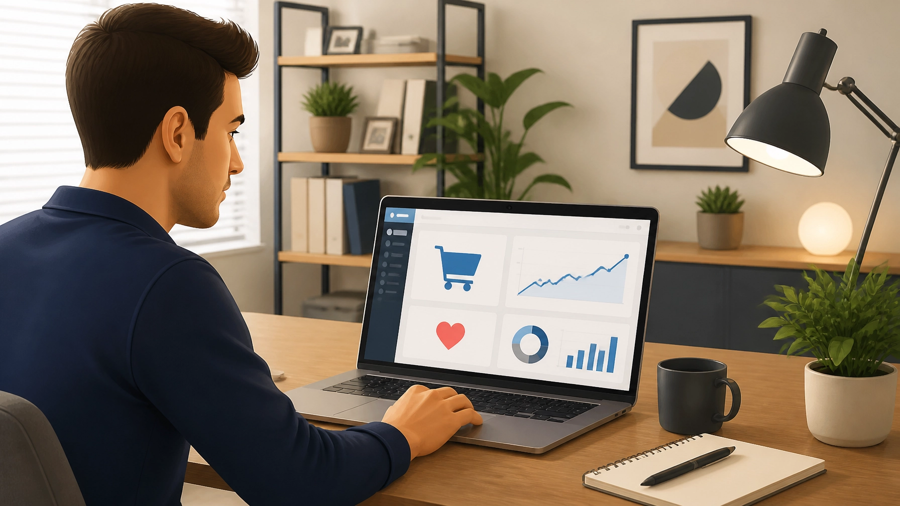 An ecommerce office focusing on intent-based analytics