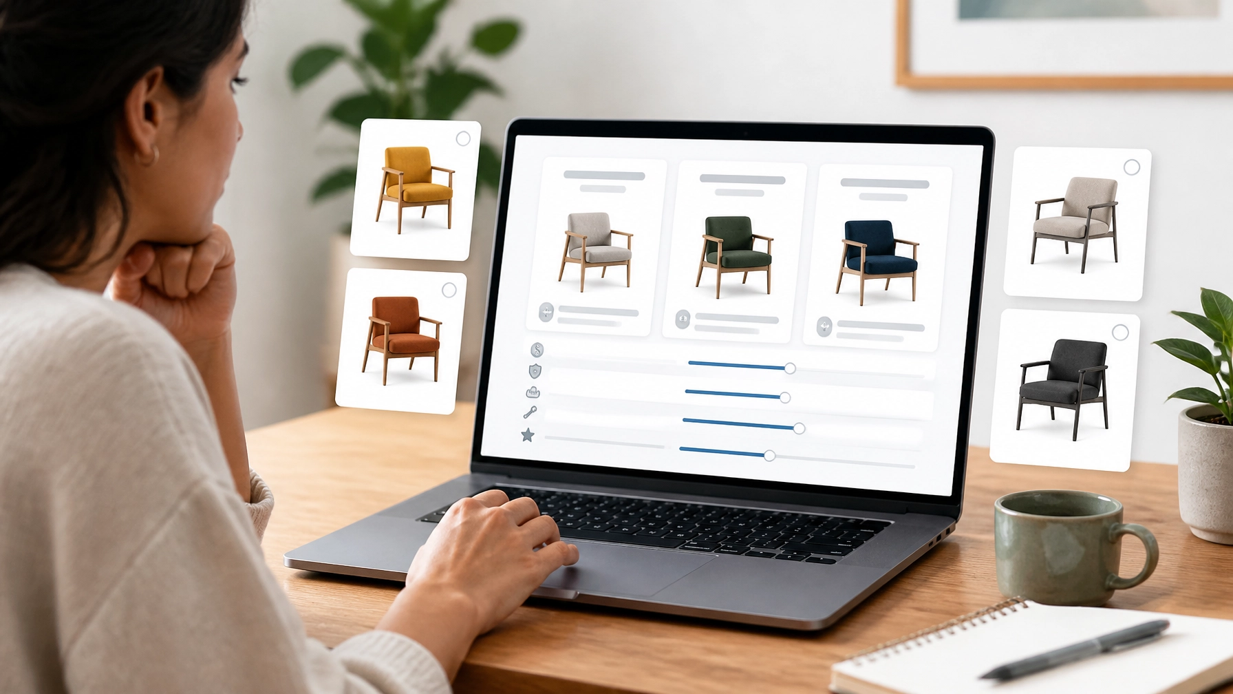 Shopper using customer-set preferences and comparison tools to choose among products