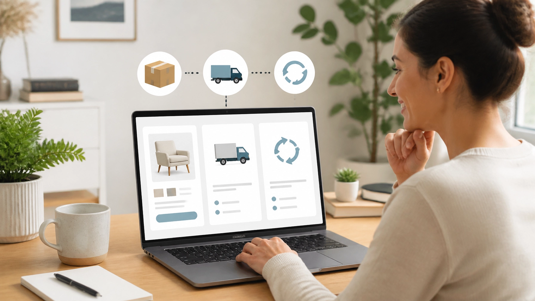 Ecommerce customer comparing aligned product, shipping, and return information before checkout